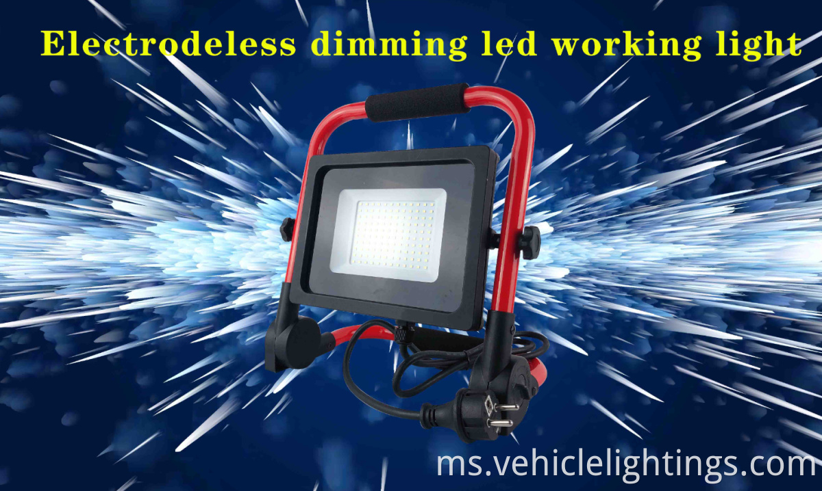Lampu kerja LED 50W IP65 Kalis air luaran Portable Lipat Dimming Electrodeless LED Lampu Kerja
